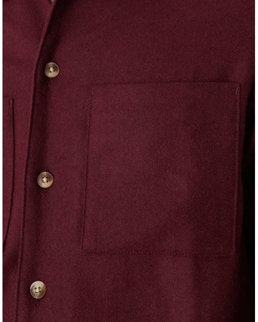 ASOS Red Wool Mix Overshirt for men