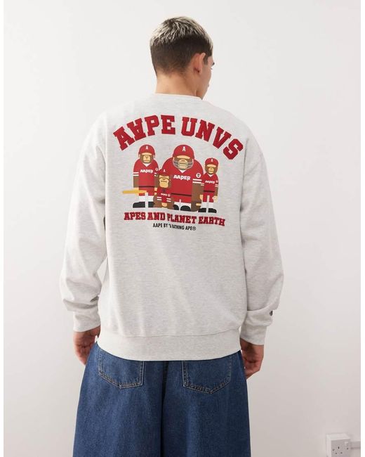 Aape By A Bathing Ape Sweater Met Ronde Hals En Teamprint Op De Rug in het White voor heren