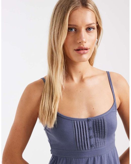 Hollister Blue Y2k Pintuck Knit Mini Dress