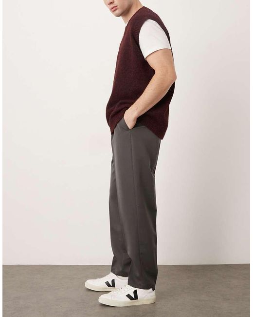 Pantalones De Vestir De Corte Tapered Holgado Con Pinzas De ASOS de hombre de color Gray