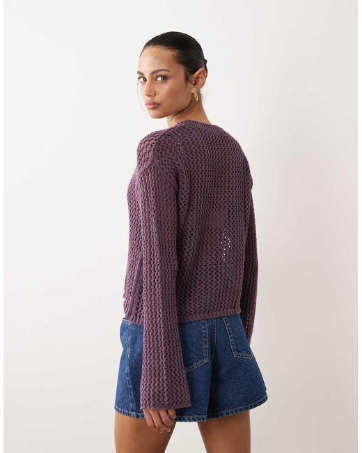 Mango Purple Teen Open Knit Top