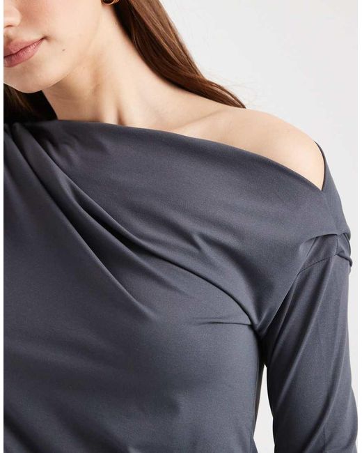 Cotton On Blue Georgie Off Shoulder Long Sleeve Top