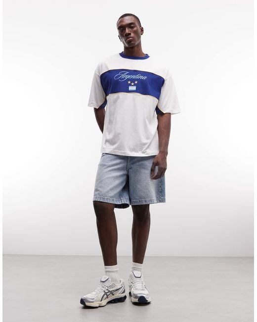 ASOS Blue Oversized T-shirt With Argentina Football Graphic for men