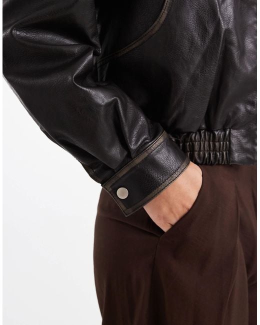 Wednesday's Girl Black Wednesdays Girl Faux Leather Oversized Jacket