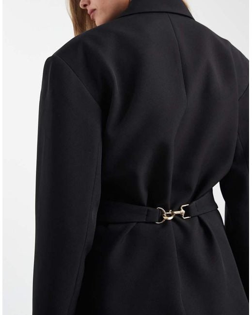 ASOS Black Tailored Cinched Waist Blazer With Hardware Detail
