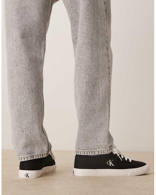 Zapatillas De Deporte Negras Y Blancas Básicas De Lona Con Suela Vulcanizada De -Negro Calvin Klein de hombre de color Brown
