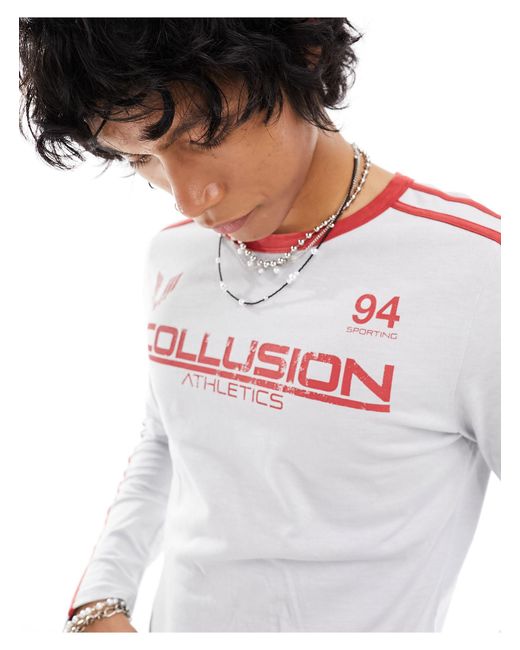 T-shirt sportif ajusté style maillot Collusion pour homme en coloris White