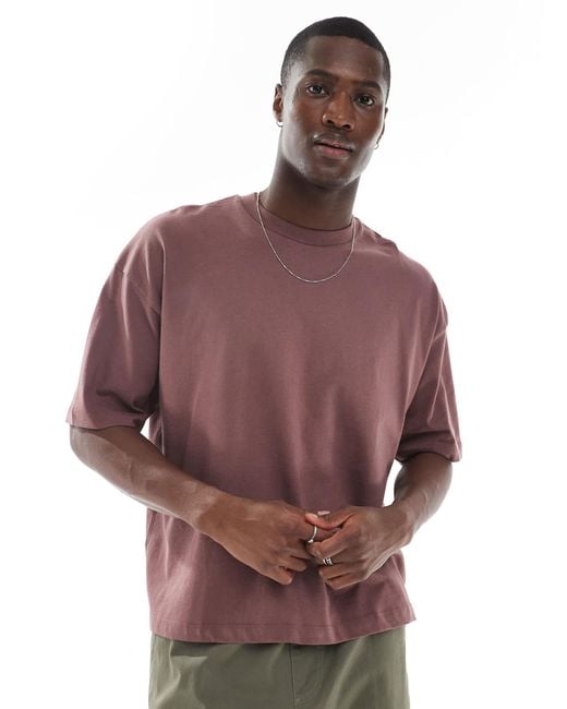 ASOS Purple Boxy Oversized T-shirt With Wine Graphic for men