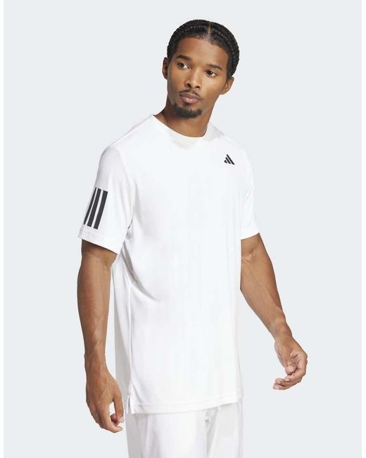 Adidas Originals White Club Tennis Climacool 3-Stripes Tee for men