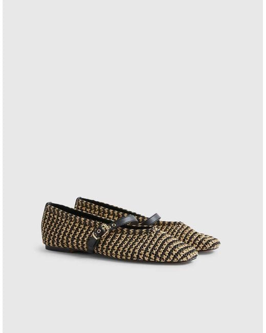 River Island White Raffia Maryjane Flat Ballet Pumps