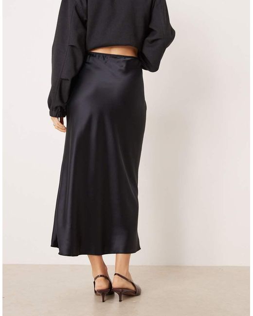 Mango Black Satin Maxi Skirt
