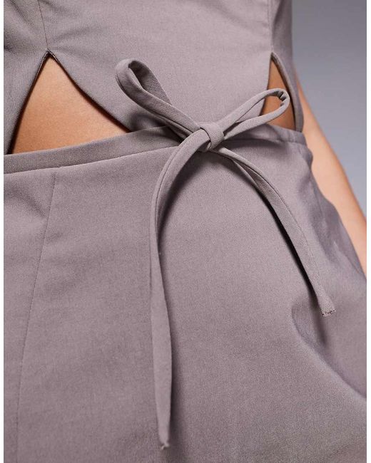 ASOS Mini Jurk Met Structuur, Uitsnijdingen En Strik in het Gray