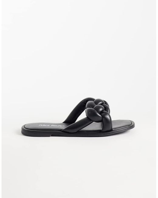 Public Desire Black Evelyn Flat Sandals
