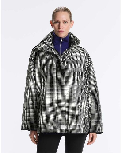 Oysho Gray Fellex Aerogel Gingham Padded Jacket