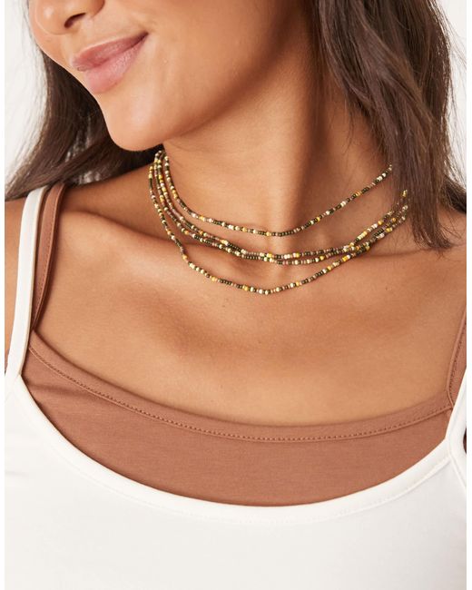 Collier multi-rangs à perles - et marron ASOS en coloris Brown