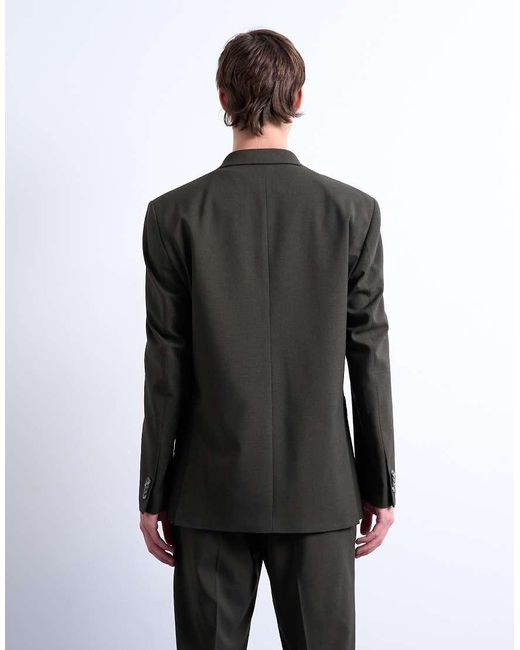 Chaqueta De Traje Oscuro Holgada De Tejido Efecto Lana De Topman de hombre de color Gray