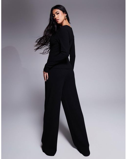 ASOS Black – gerippte hose mit weitem bein