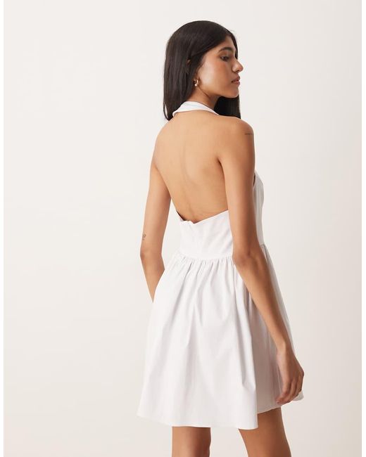 ASOS White Sleeveless Shirt Skater Dress