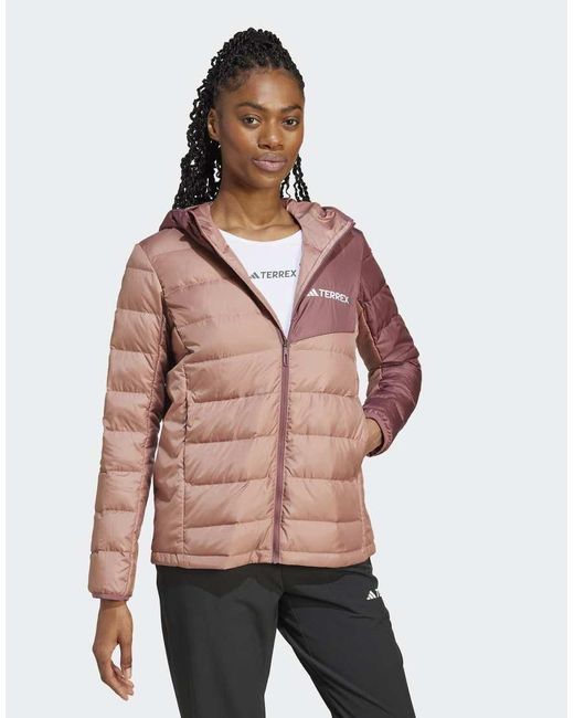 Adidas Red Terrex Multi Light Down Hooded Jacket