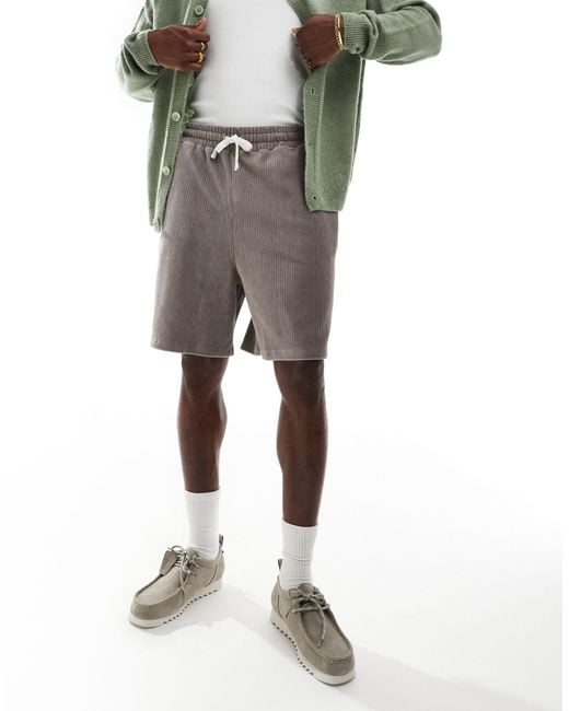 ASOS Green Oversized Ribbed Velour Shorts for men