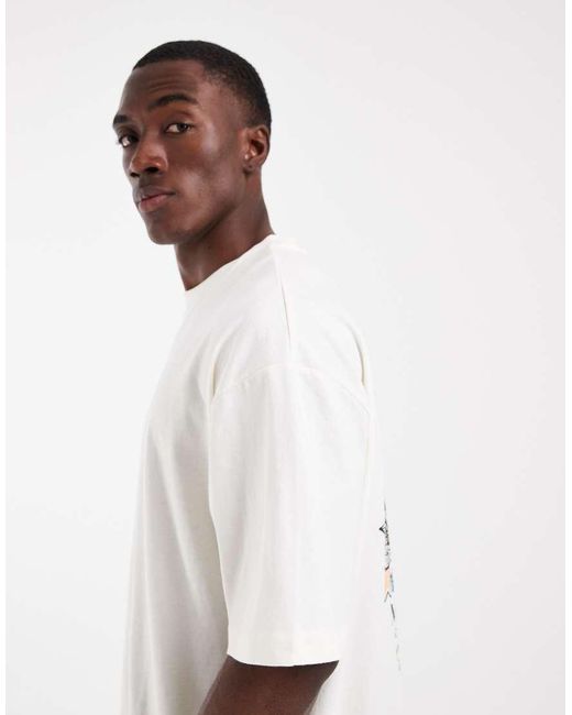 ASOS White Oversized T-shirt With Breach Back Graphic for men