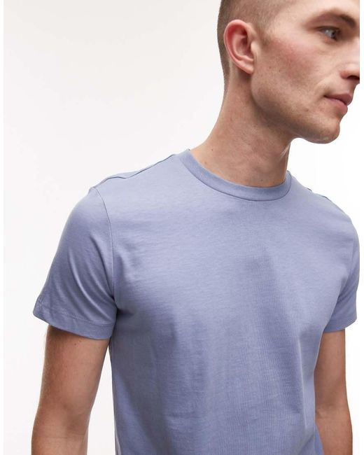 T-Shirt Basic A Maniche Corte Pallido di Mango in Blue da Uomo