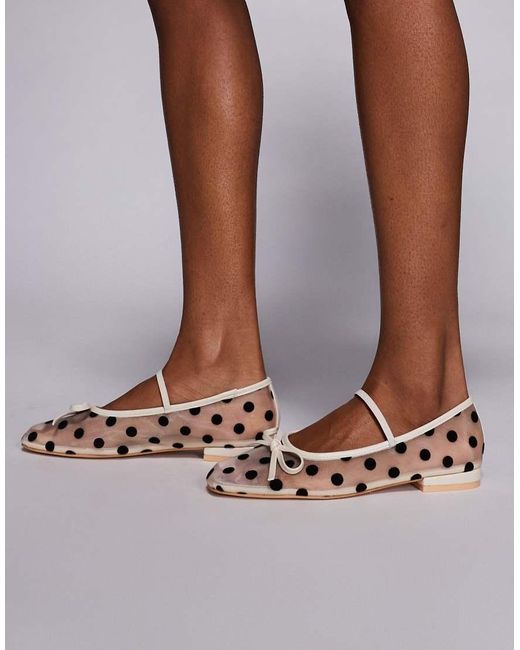 Public Desire Brown Glow Polka Dot Ballet Flats