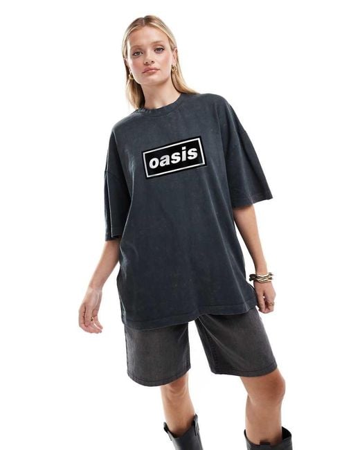 ASOS Blue Oversized T-Shirt With Oasis Licence