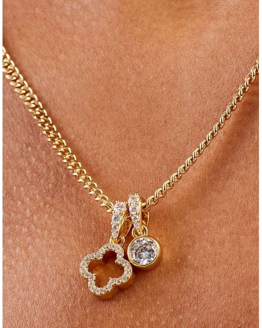 CERNUCCI Metallic Iced Motif Outline & Gemstone 10Mm Necklace