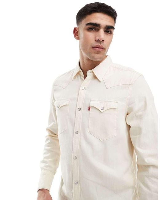 Levi's White Barstow Western Denim Shirt Regular Fit for men