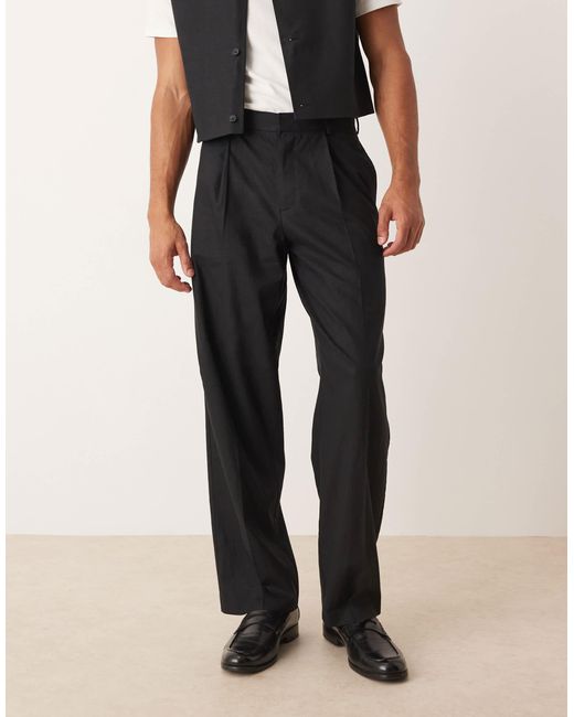 ASOS – anzughose aus leinenmix in Black für Herren