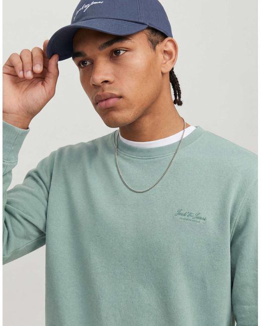 Jack & Jones Blue Sweatshirt With Script Logo for men