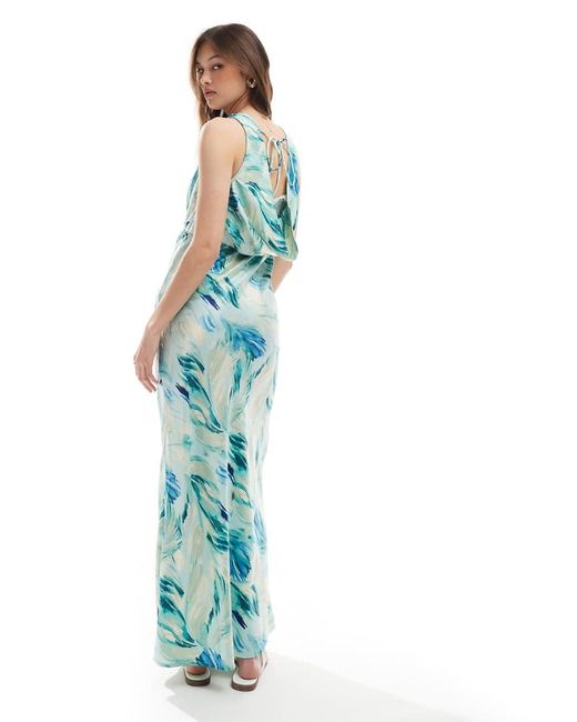 Vero Moda Blue V-Neck Open Back Maxi Dress