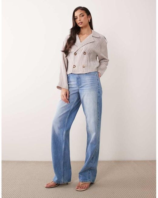 ASOS Natural Double Breasted Drapey Top