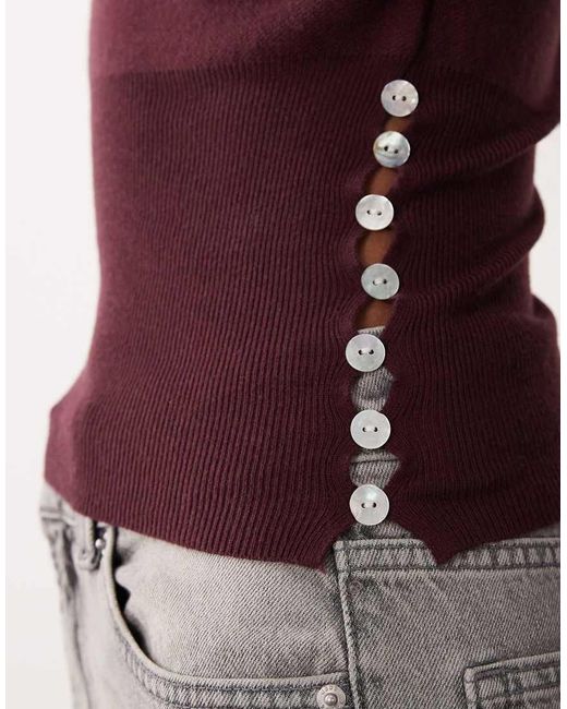 Motel Brown Elira Boat Neck Button Detail Synched Jumper