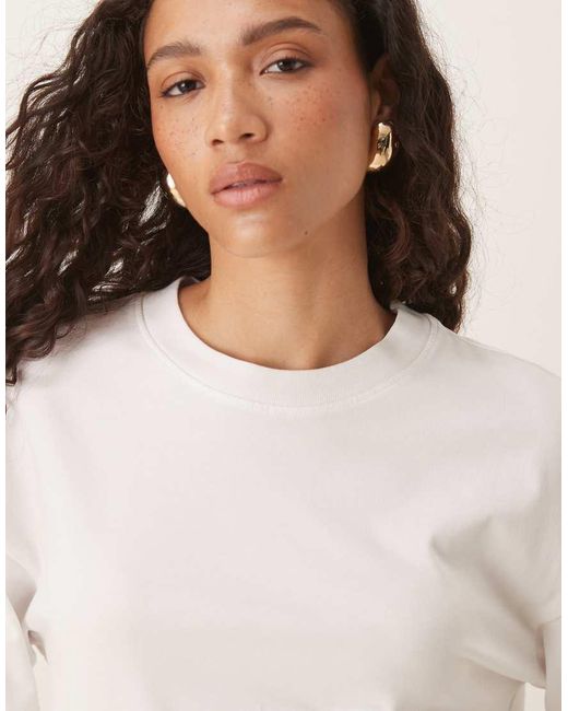 Gina Tricot White Long Sleeve Relaxed Fit T-shirt
