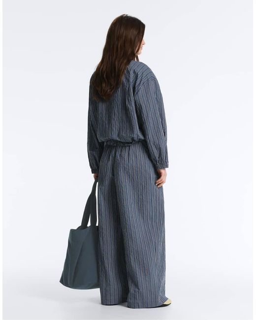 Oysho Blue Stripe Print Bomber Jacket