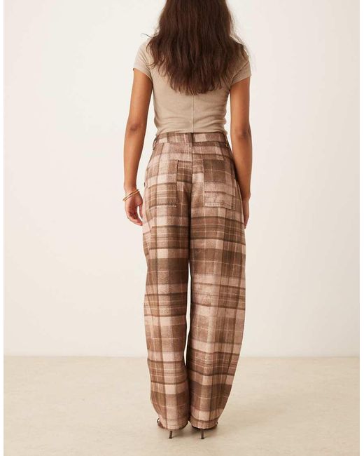 ASOS Natural Laundered Barrel Leg Trousers