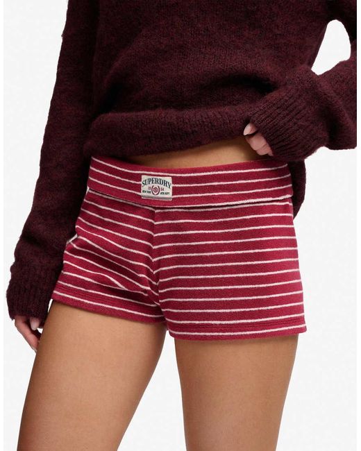 Superdry Red Athletic Essentials Fold Over Towelling Shorts