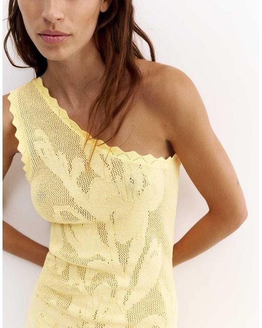 Pull&Bear Metallic Asymmetric Floral Cutwork Dress