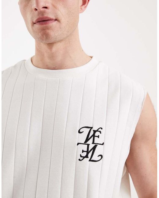ASOS White Heavyweight Oversized Tank With Chest Graphic for men