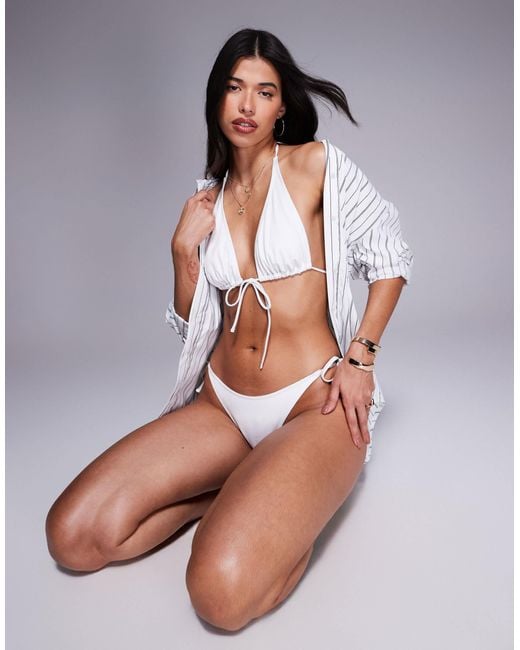 ASOS Gray Maya High Apex Tie Front Bikini Top