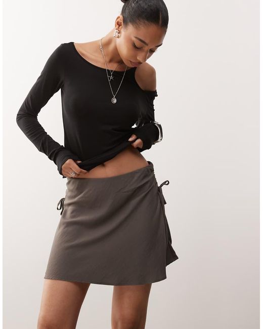 Weekday Natural Mini Skirt With Ruched Side Detail