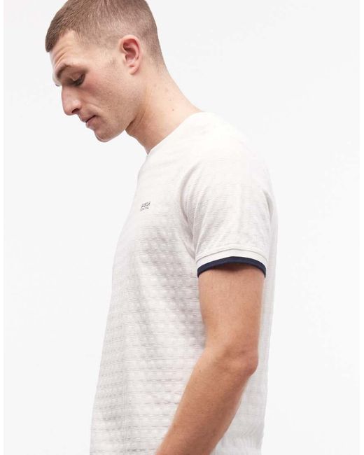 Barbour White Langston Jacquard Tipped Cuff Logo T-shirt for men