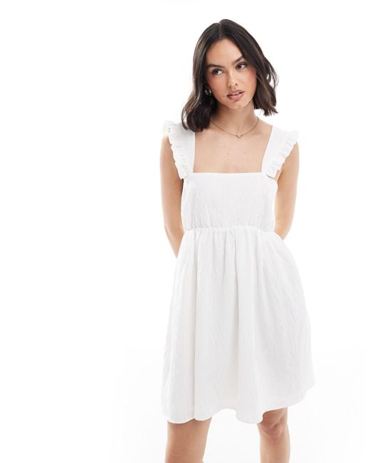 ASOS White Square Neck Frill Sleeve Cami Dress