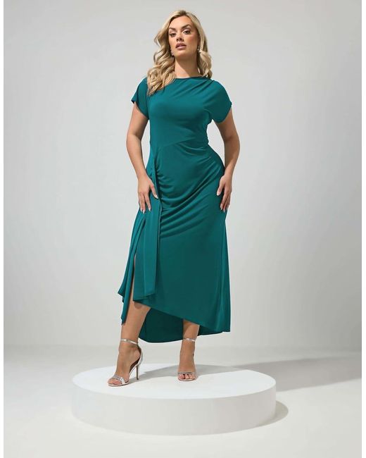 Yours Clothing Green Gather Detail Maxi Dress