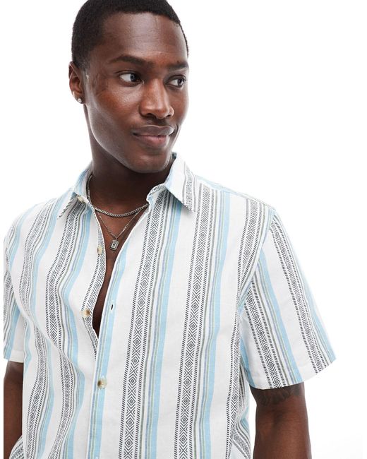 Camisa holgada a rayas con patrón ASOS de hombre de color White