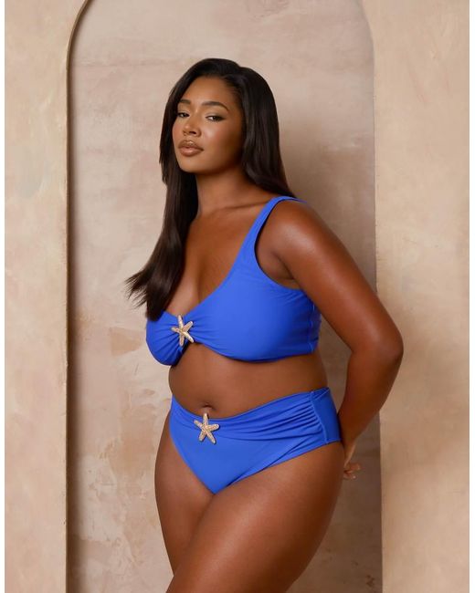 Moda Minx Curve Blue X Alessa Tyrrell-charles Starfish High Waisted Bottoms