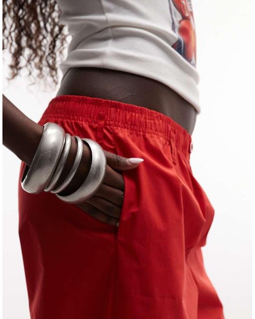 ASOS Red Straight Leg Pull On Trouser