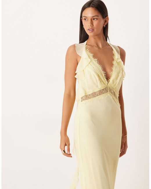 ASOS Natural – midi-trägerkleid aus chiffon
